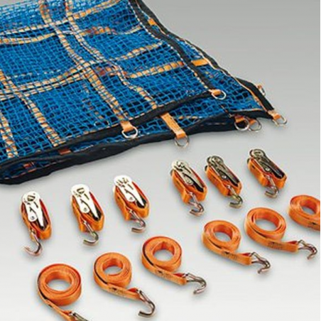 Gurtbandschutznetz (Polyester) Komplettset, 1,525 x 4,825 m mit Spanngurten