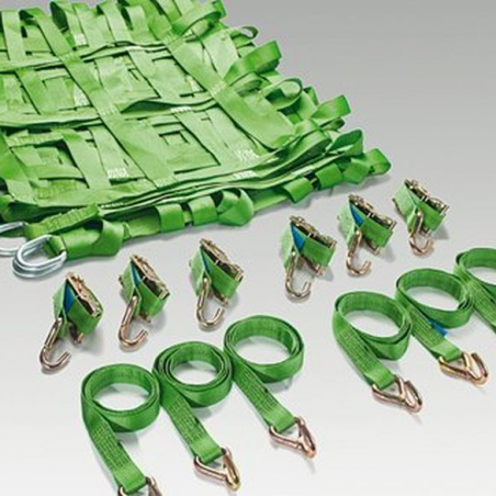 Gurtbandnetz Komplettset, Größe: 3,05 x 4,25 m mit 8 Spanngurten