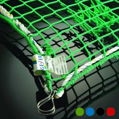 Personenauffangnetz per qm EN 1263-1, Schutznetzsystem S, mit Randseil und Kauschenbügel