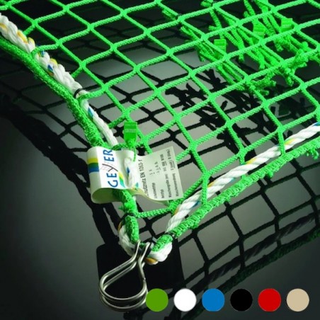 Personenauffangnetz per qm EN 1263-1, Schutznetzsystem S, mit Randseil und Kauschenbügel